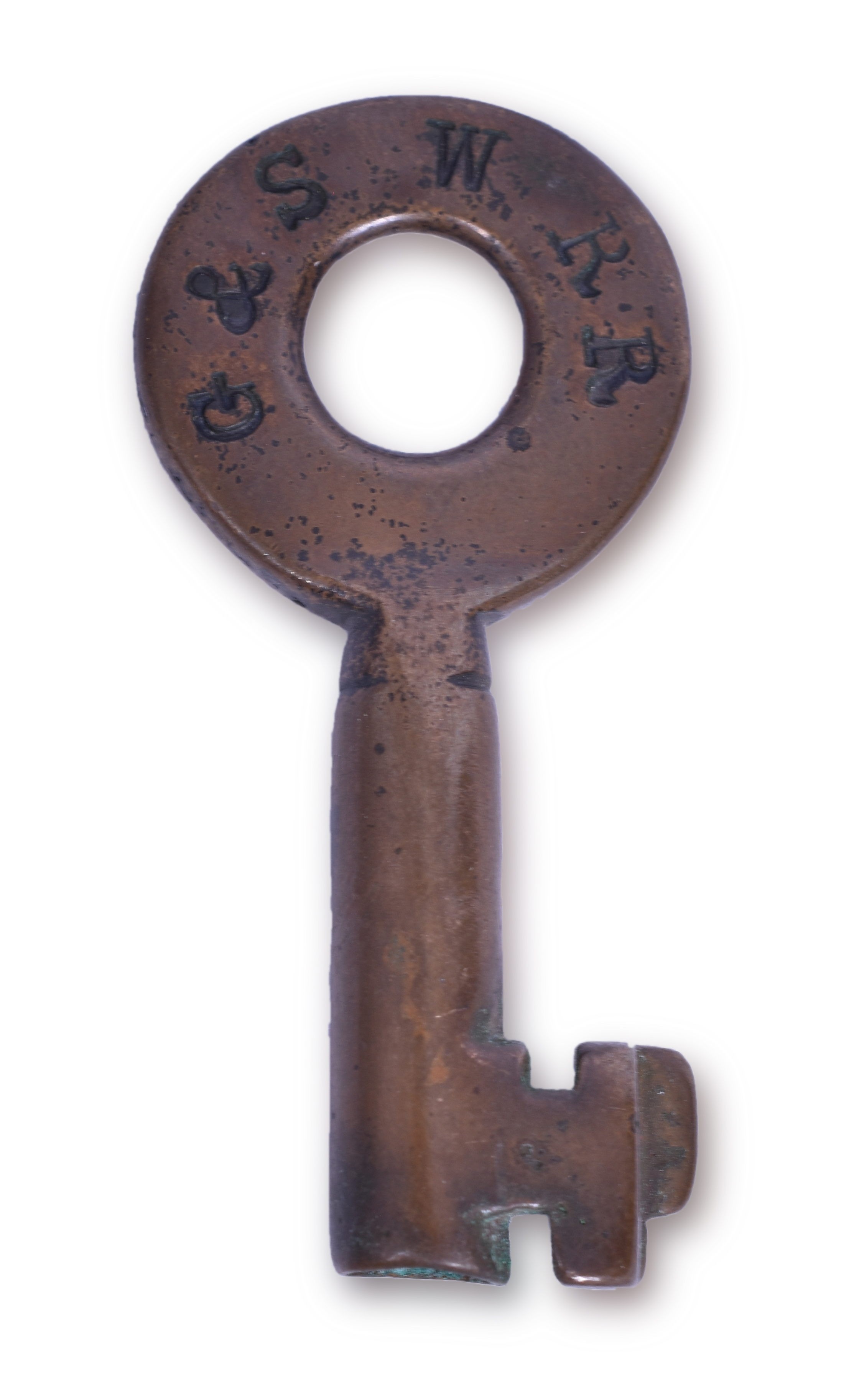 1482 - Galena and Southern Wisconsin Railroad Brass Tool Shed Key thumbnail