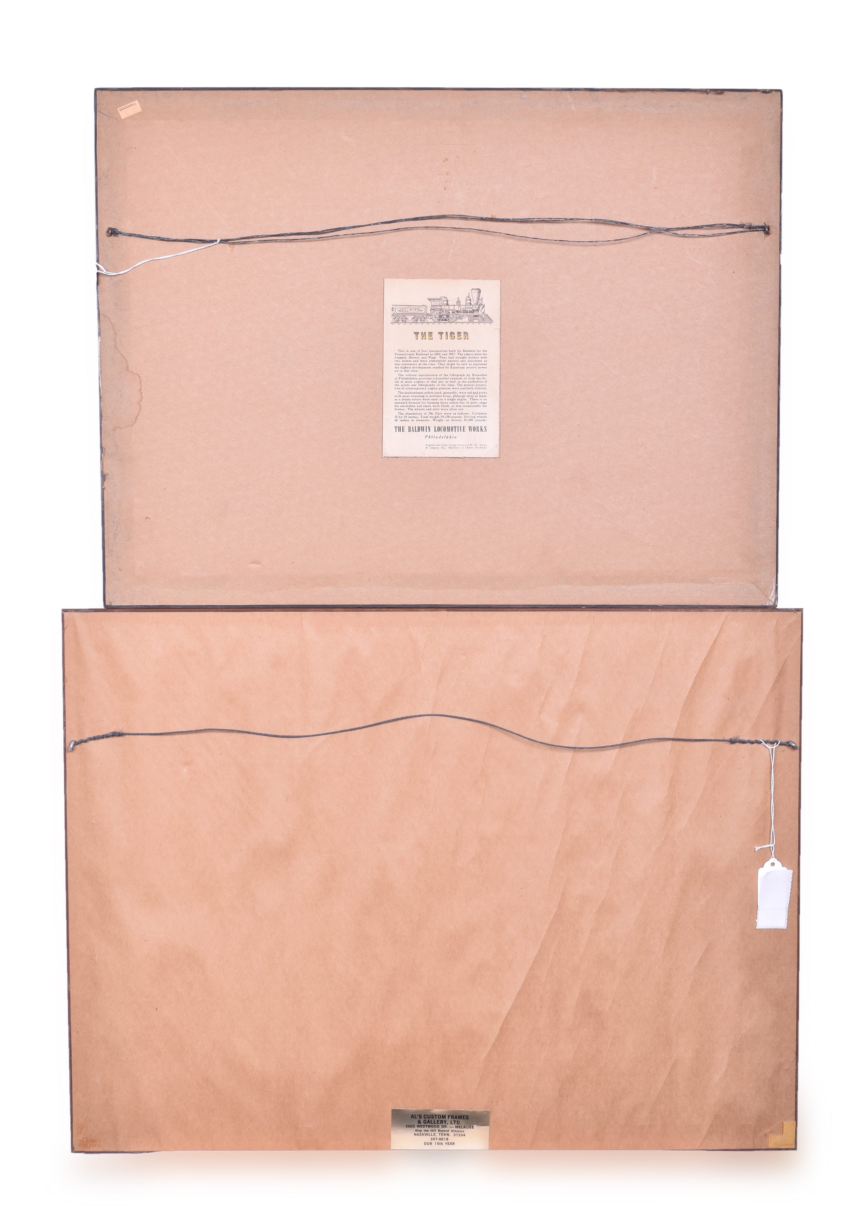 1493 - NC&STL General Poster and Reproduction M.W. Baldwin & Co. Pennsylvania Tiger 4-4-0 Builders Lithograph thumbnail