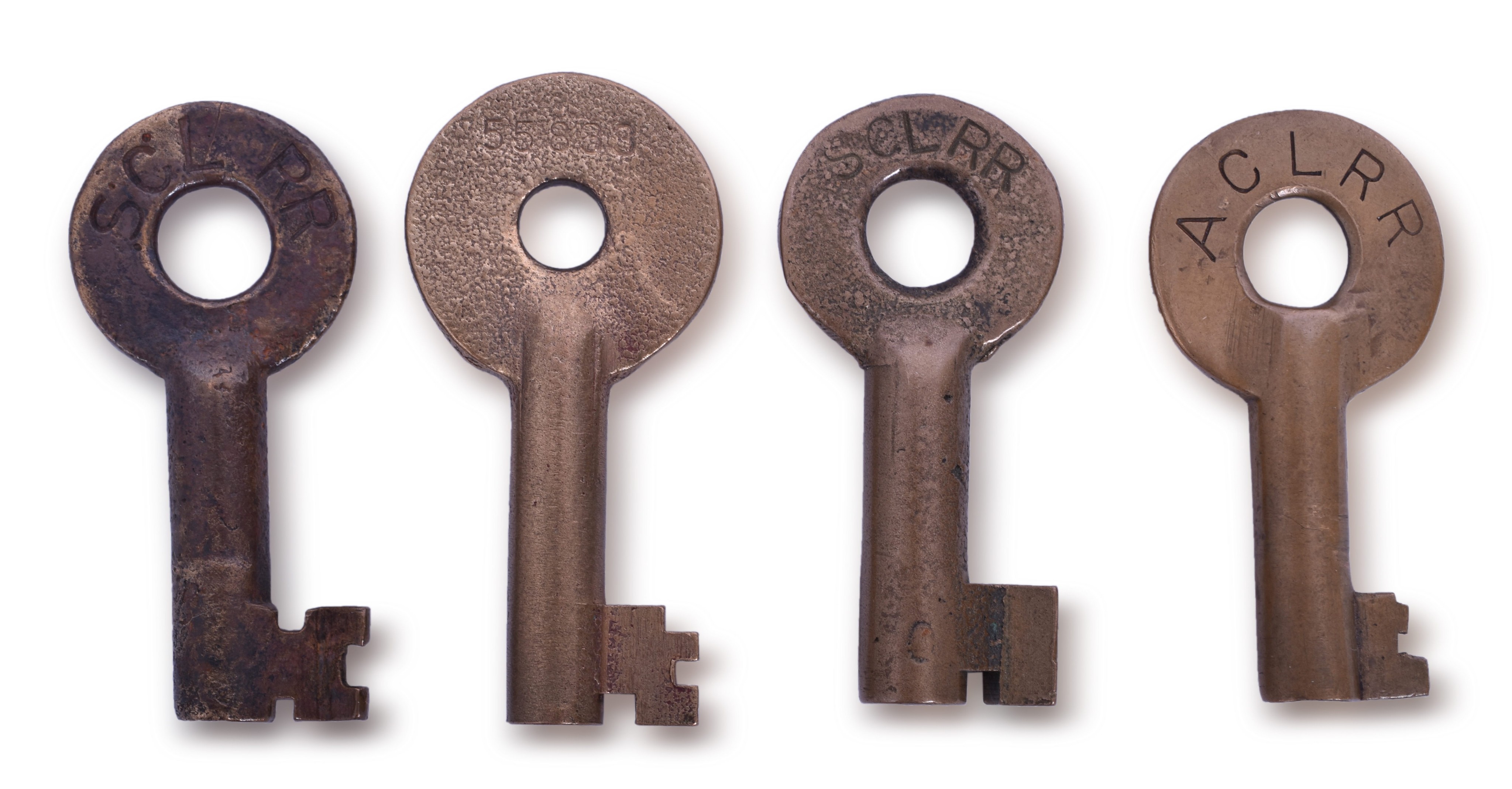 1496 - Four Atlantic Coast Line and Seaboard Railroad Brass Keys- Fraim and Adlake thumbnail