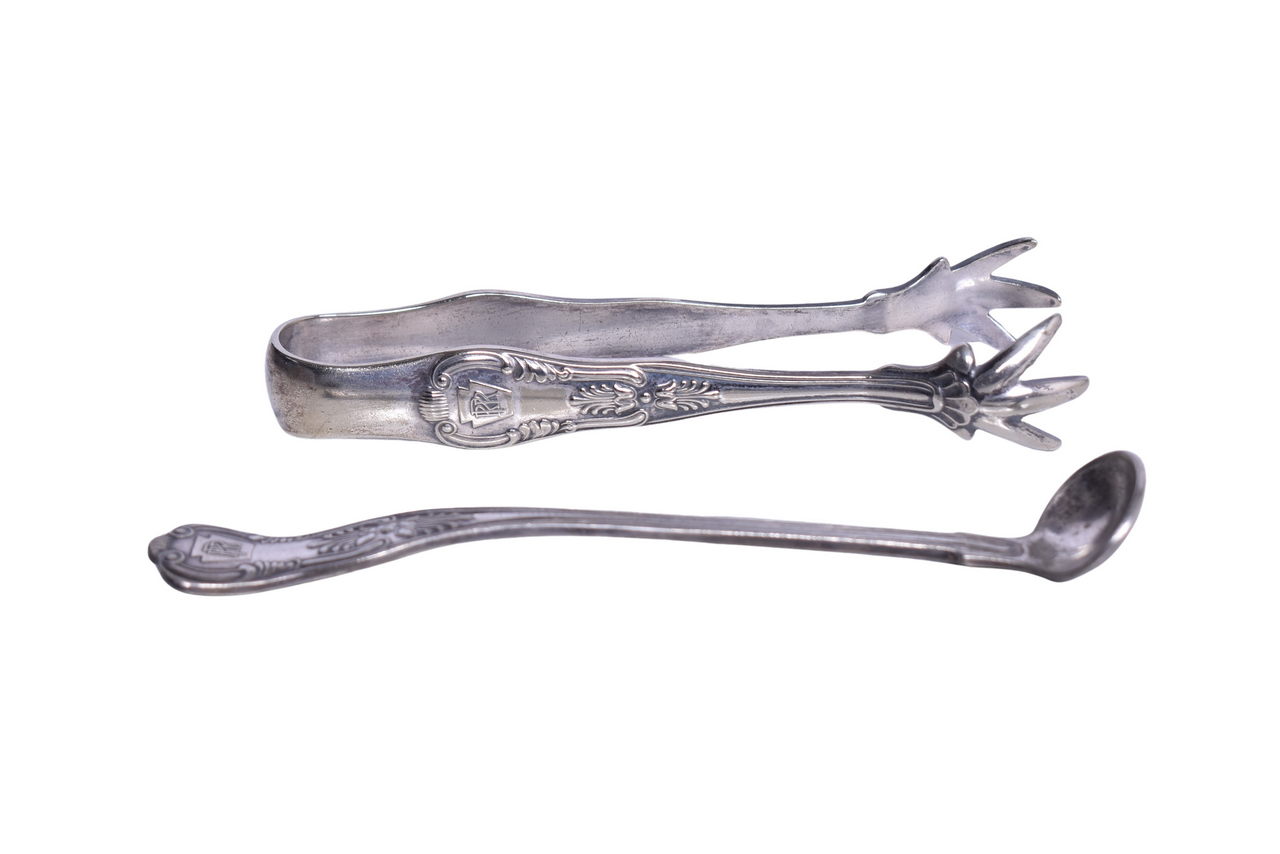 1509 - Pennsylvania Railroad Silver Turkey Claw Sugar Tongs and Mustard Spoon thumbnail