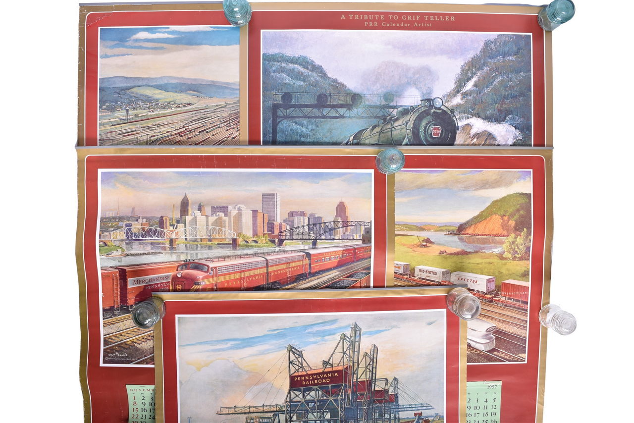 1514 - Five Pennsylvania Railroad Grif Teller Wall Calendars - 1954, 1956, 1957, 1958, and 1980 thumbnail