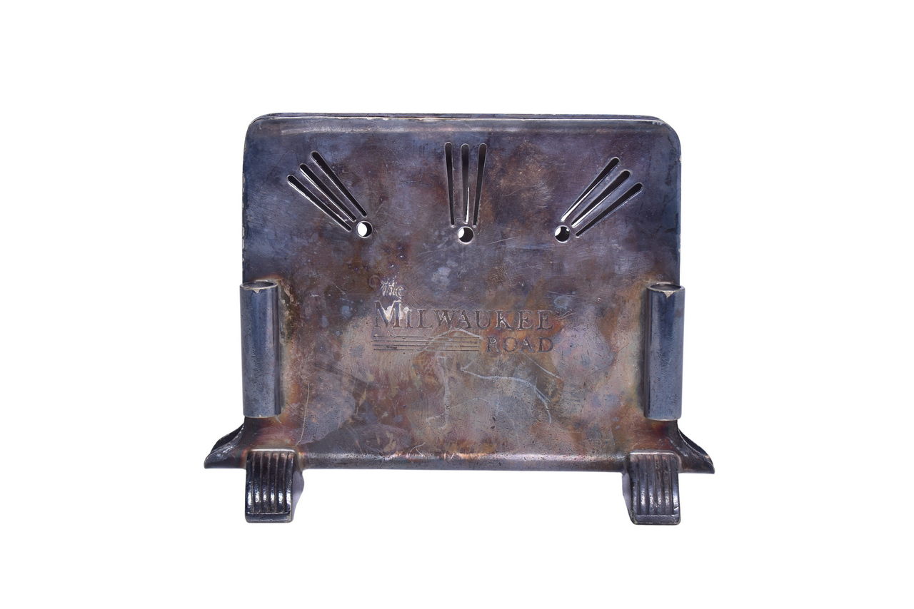 1555 - International Silver Co. Milwaukee Road Silver Menu Holder - 1947 thumbnail