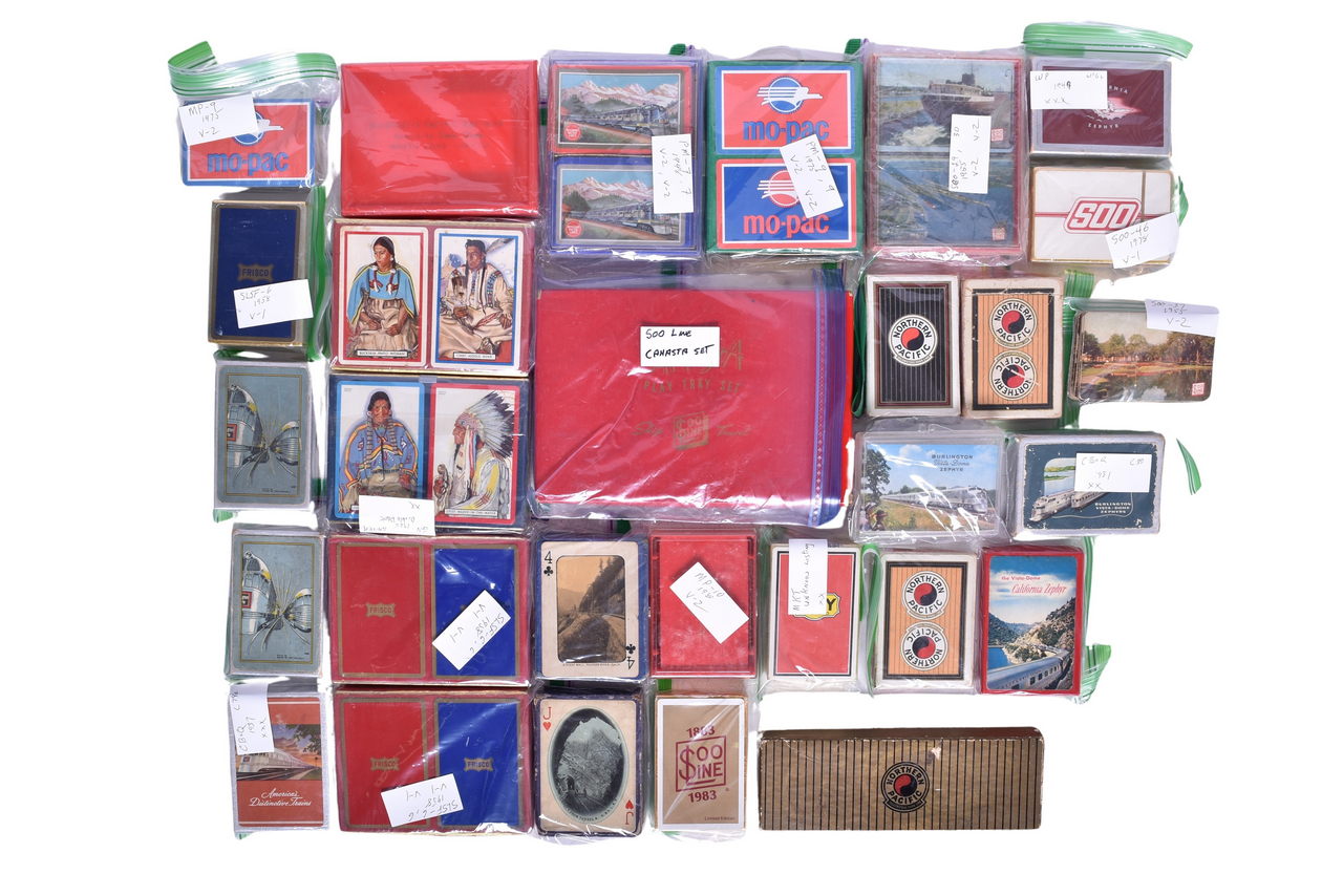 1580 - Twenty-Nine Western Railroad Playing Card Decks - Frisco, Soo Line, Western Pacific, KATY thumbnail