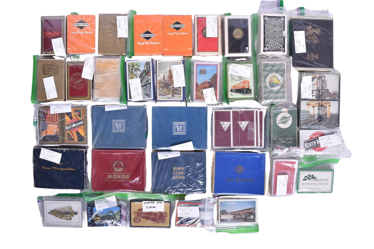 1582 - Thirty-Four Midwest Railroad Playing Card Decks - Monon, Nickel Plate Road, Chicago Great Western thumbnail