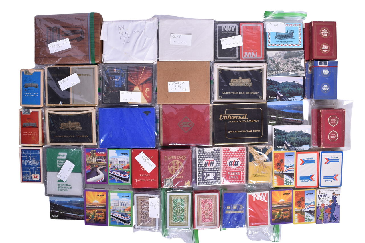 1586 - Forty-Eight Railroad Playing Card Decks - Amtrak, Conrail, Pullman, Union Tank Car Co. thumbnail