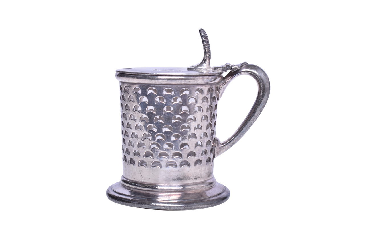 1595 - Delaware and Hudson Railroad Silver Mustard Pot w/ Glass Insert thumbnail