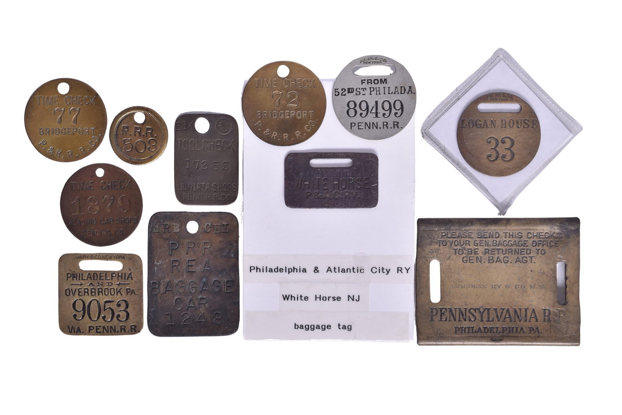 1604 - Eleven Pennsylvania, Philadelphia & Atlantic City Railroads Baggage, Tool Check Tags thumbnail