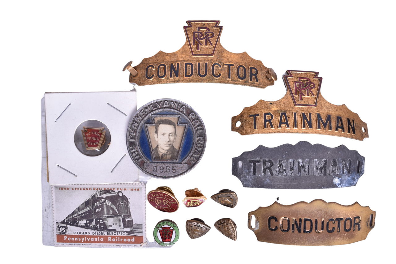 1608 - Pennsylvania Railroad Conductor, Trainman Cap Badges and Pins thumbnail