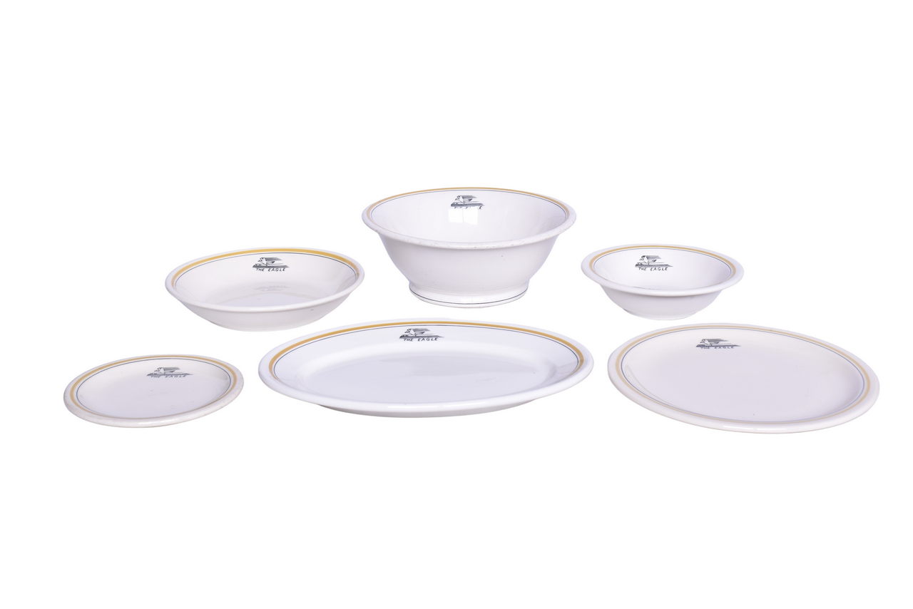 1617 - Six Pieces of Missouri Pacific Lines Railroad China The Eagle Master Salad Bowl, Oval Platter Plate, and Bowls thumbnail