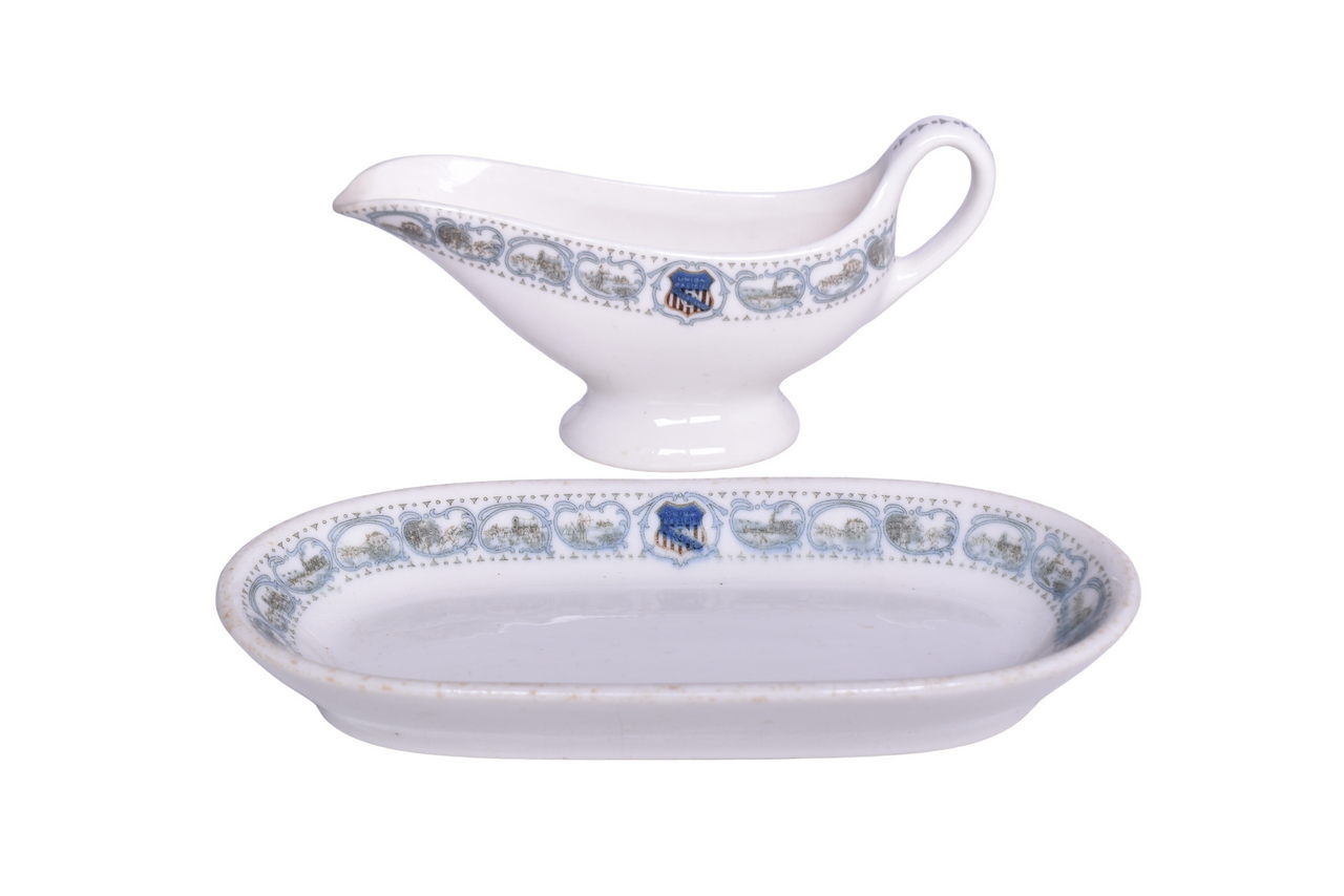 1621 - Union Pacific Railroad Historical China Pickle Dish and Gravy Sauce Boat thumbnail