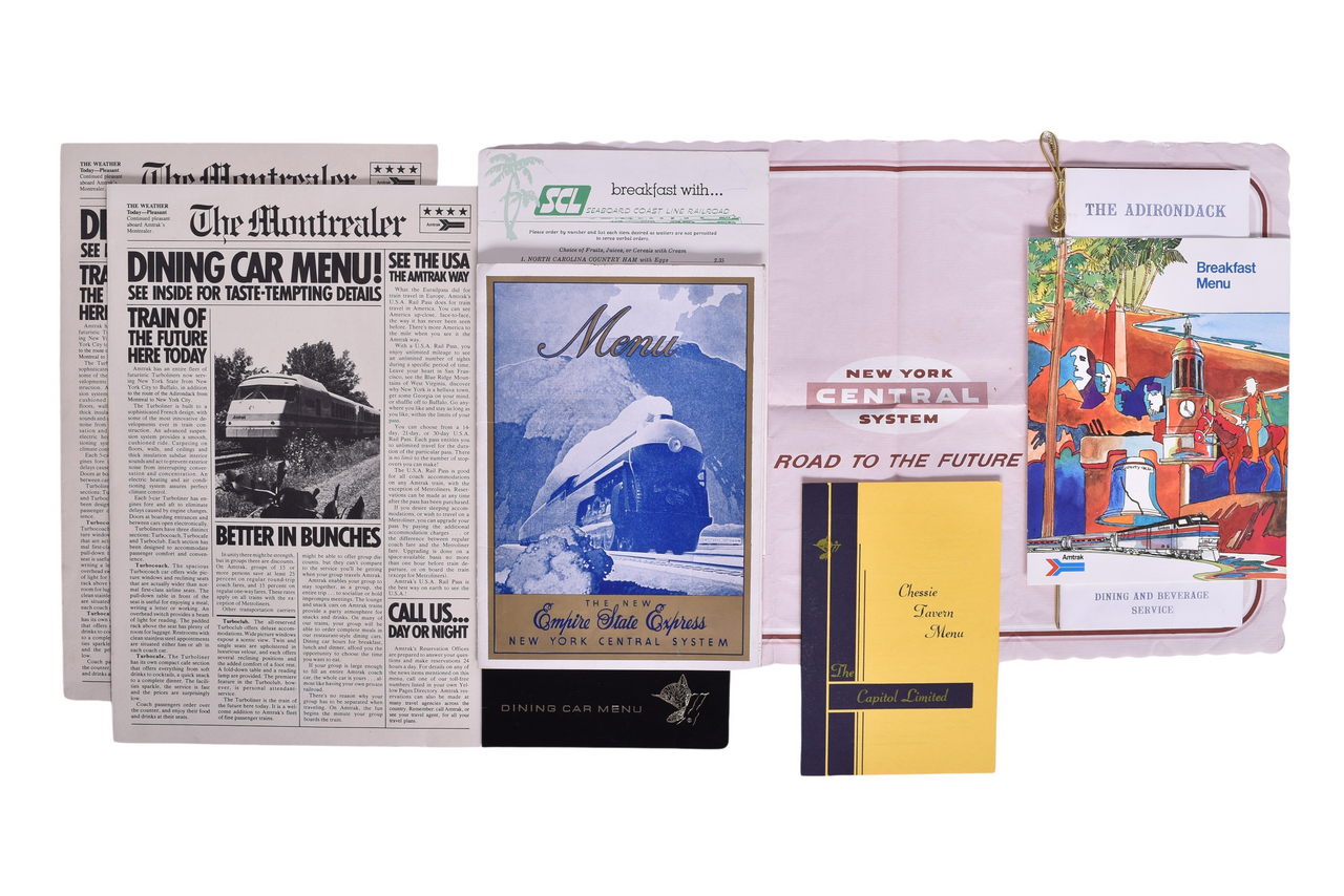 1634 - Eight Railroad Menus - New York Central's The New Empire State Express, Chessie, Seaboard thumbnail