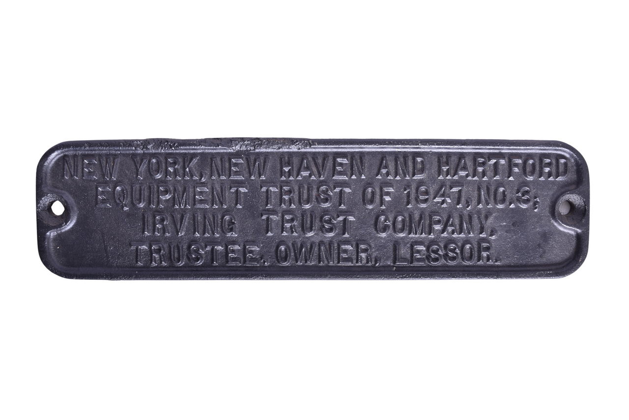 1648 - New York, New Haven & Hartford Railroad 1947 Cast Iron Trust Plate thumbnail