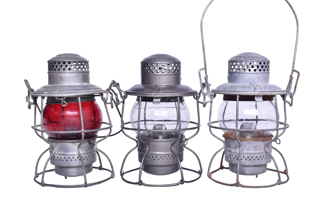 1656 - Trio of Adlake Kero Chicago and North Western Railway Railroad Lanterns thumbnail