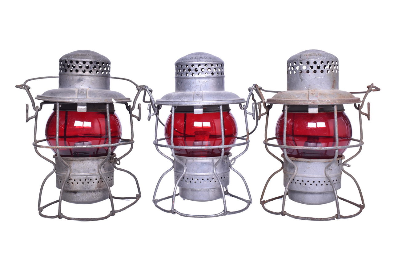 1662 - Trio of Adlake Kero Railroad Lanterns - Indiana Harbor Belt and Unmarked thumbnail