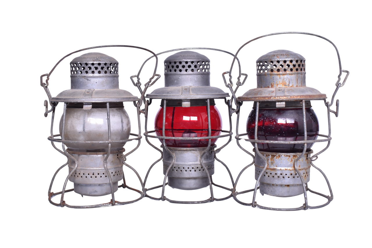 1664 - Trio of Adlake Kero Railroad Lanterns - Norfolk & Western and Unmarked thumbnail