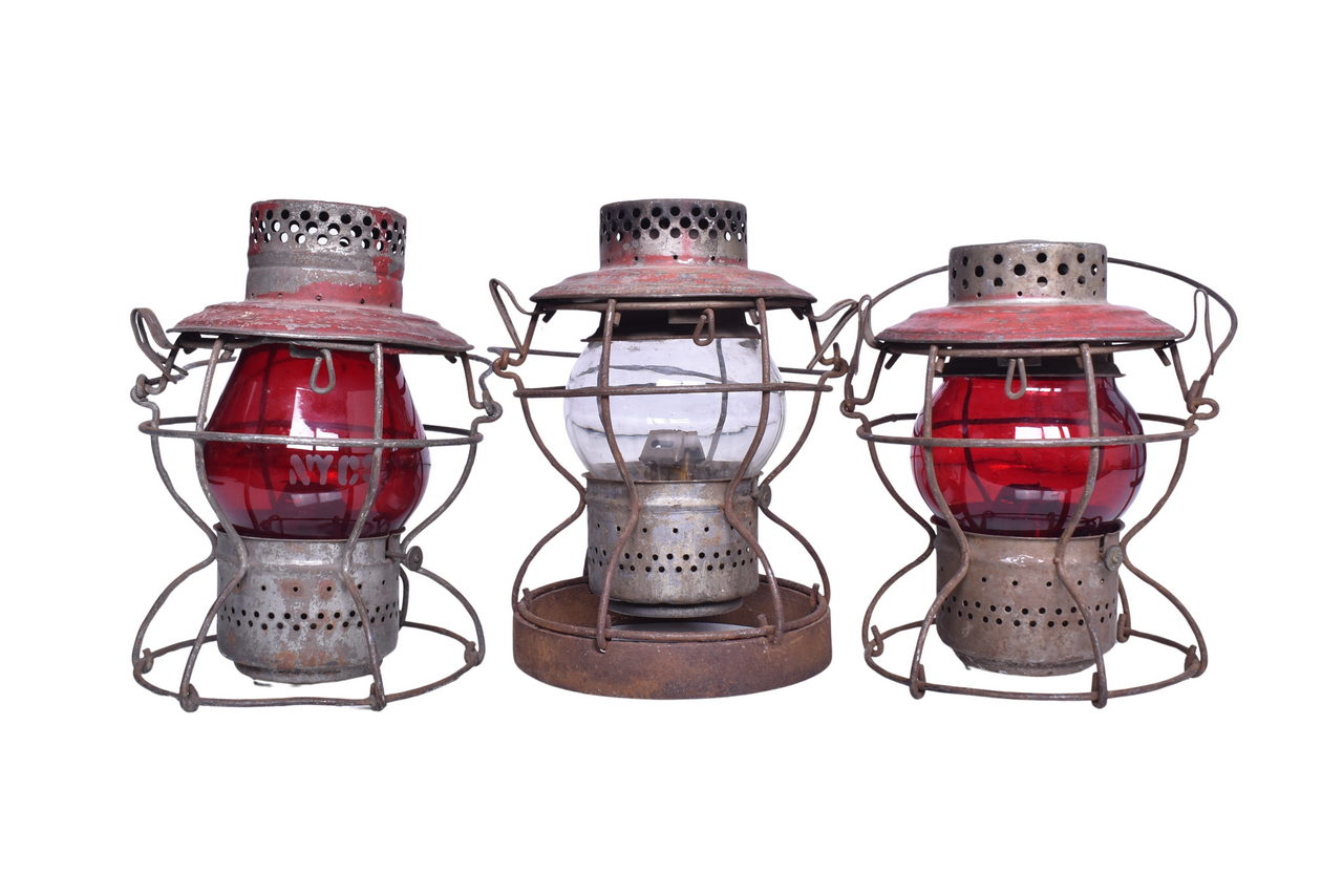 1668 - Trio of Handlan New York Central Railroad Lanterns - Weighted Base thumbnail