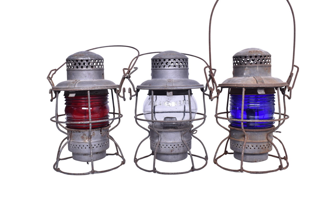 1672 - Trio of Adlake Kero Railroad Lanterns - Indiana Harbor Belt and Unmarked thumbnail