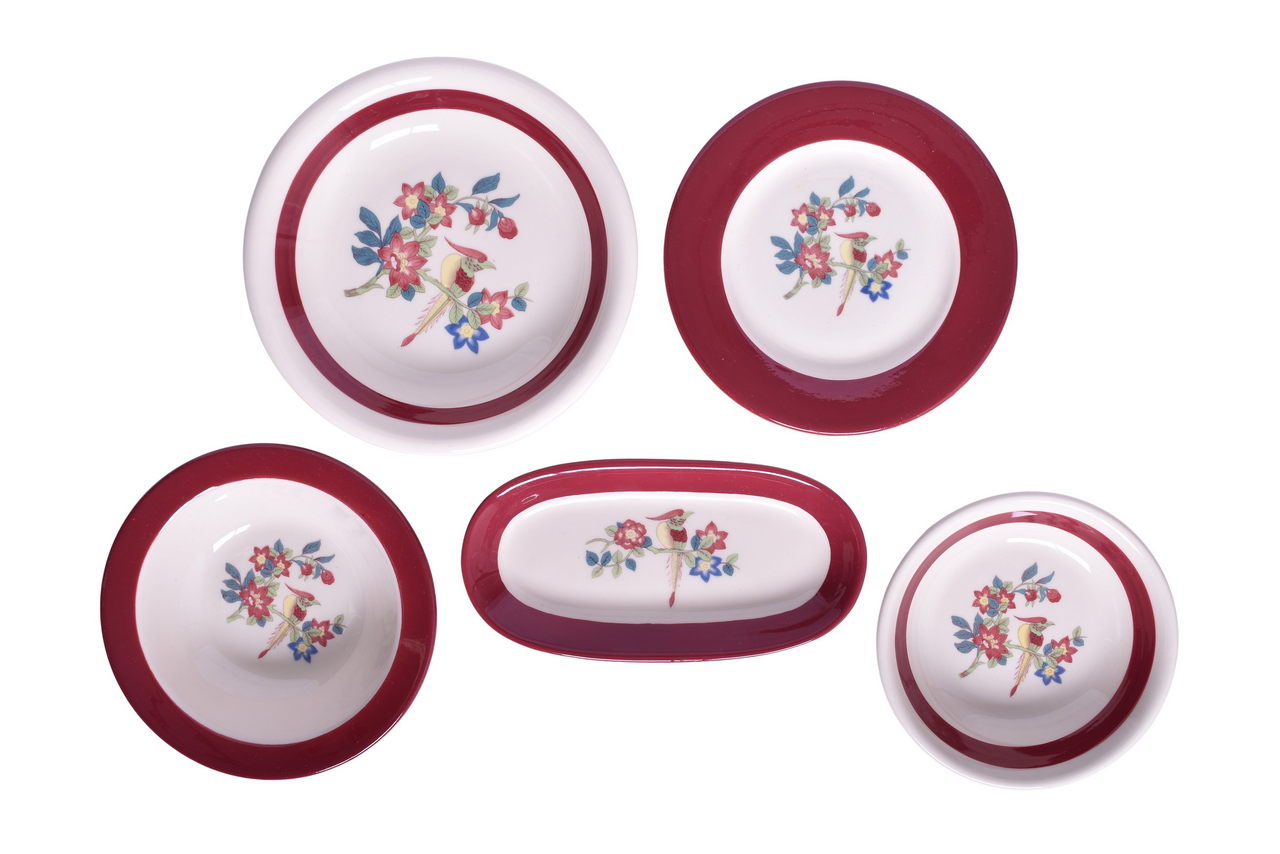 1691 - Five Pieces of Norfolk & Western Railroad China Yellow Bird - Relish Tray, Bowls, and Plate thumbnail