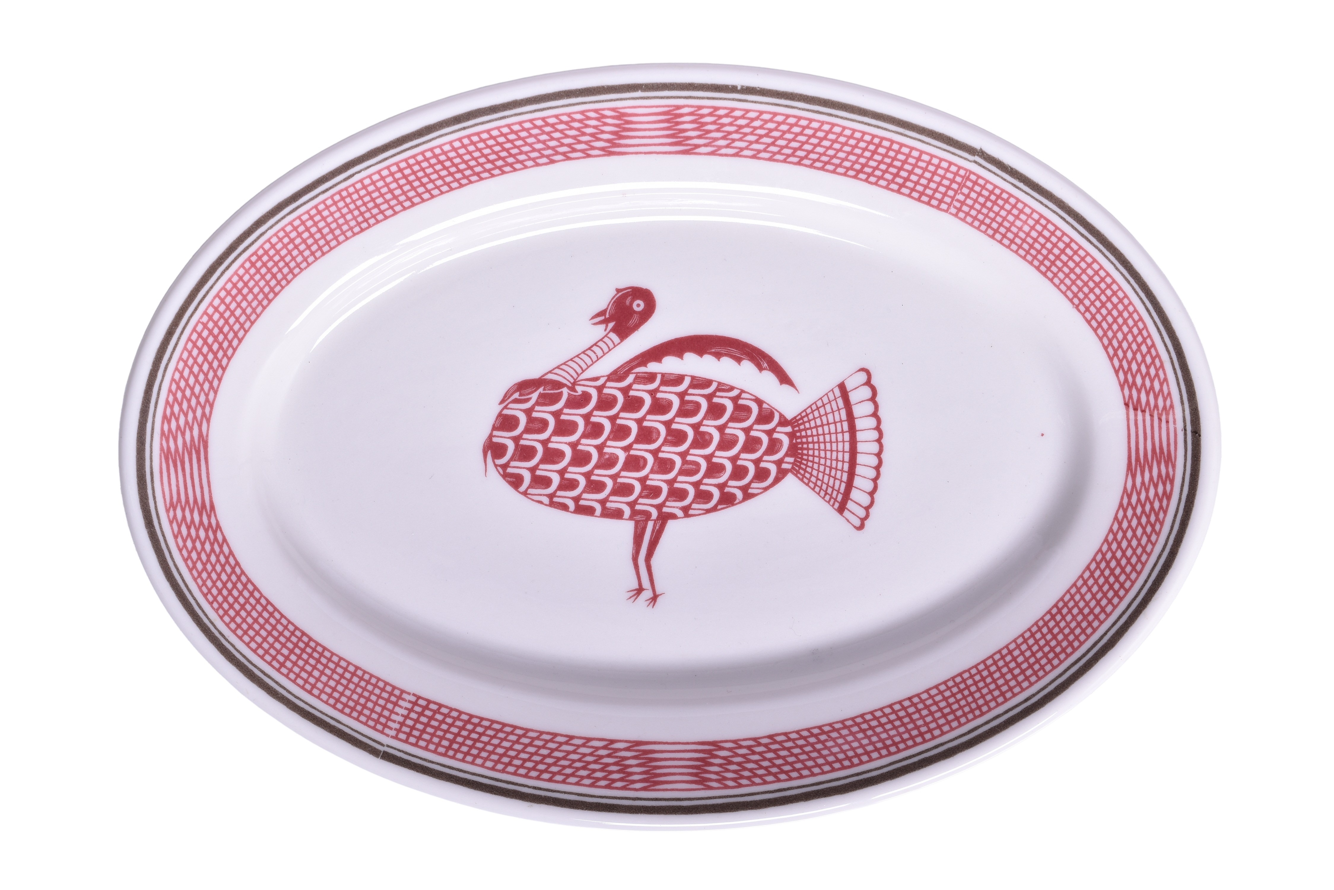 1761 - Santa Fe Railroad China Ancient Mimbreno Oval Platter Plate 8 1/4