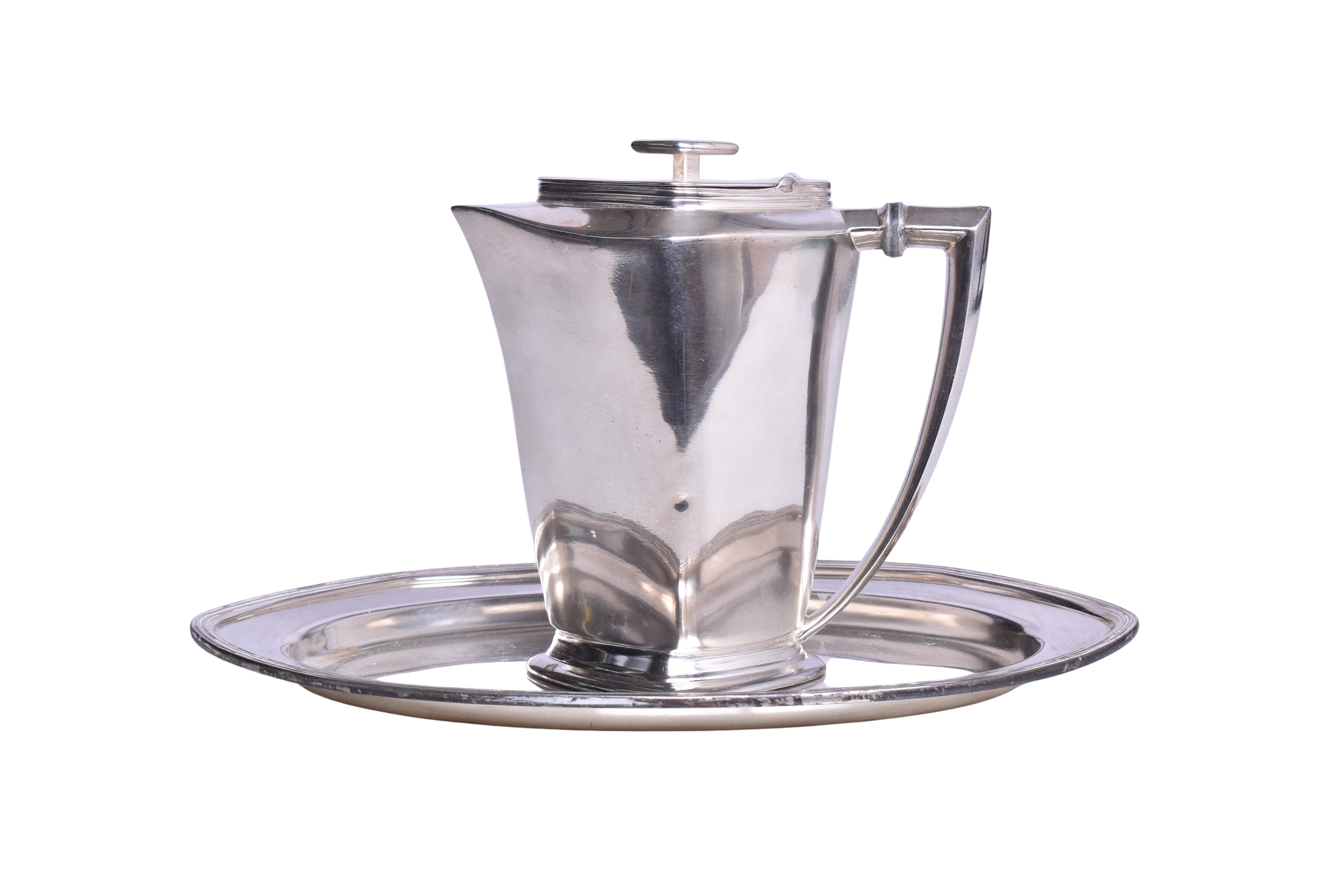 1777 - Reed & Barton Santa Fe Railroad Super Chief Silver Teapot and Oval Tray thumbnail