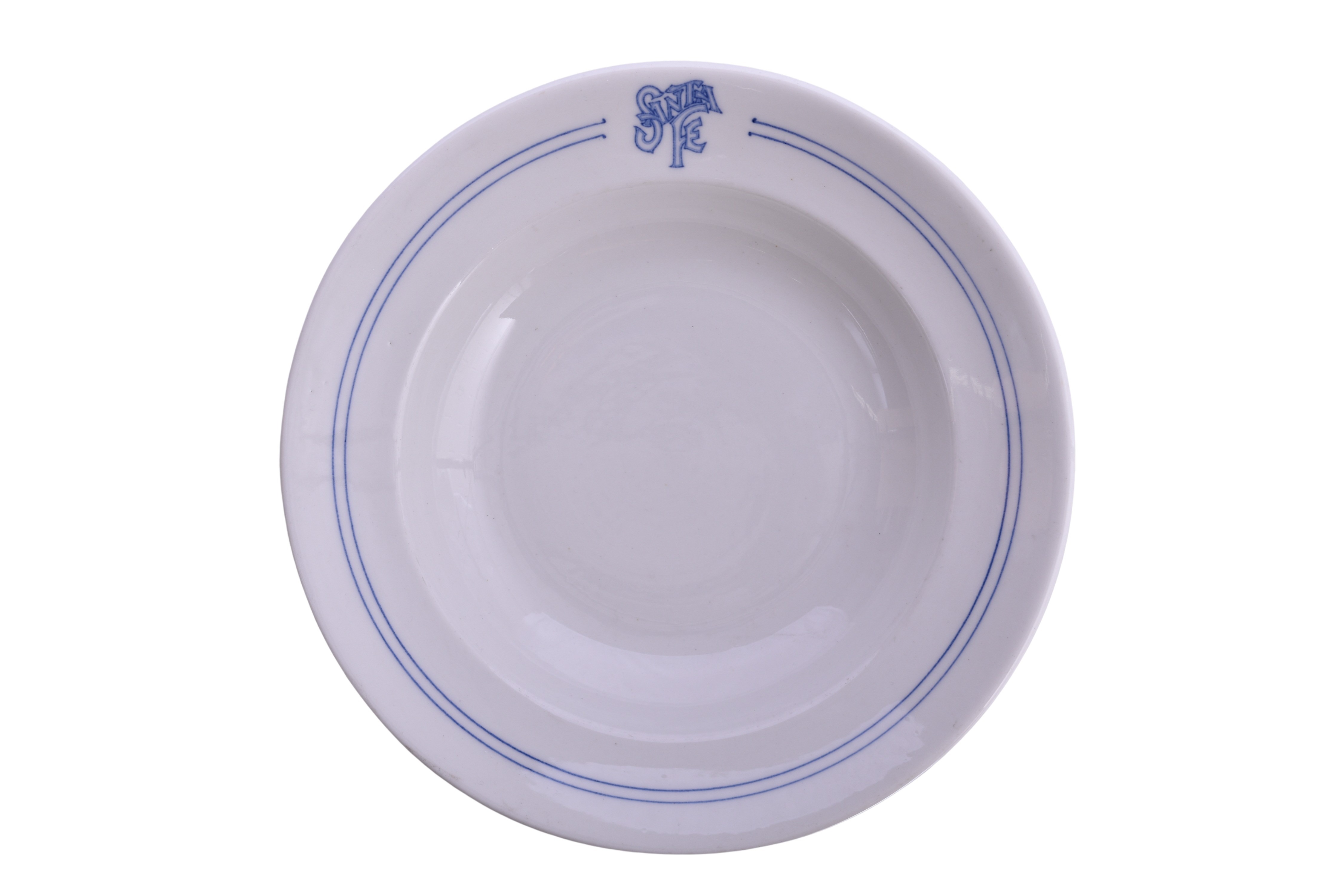 1785 - Atchison, Topeka and Santa Fe Railroad China Bleeding Blue Rimmed Bowl thumbnail