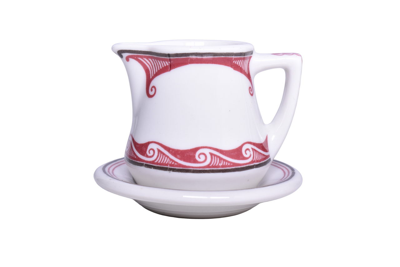 1799 - Santa Fe Railroad China Mimbreno Handled Creamer and Butter Pat thumbnail