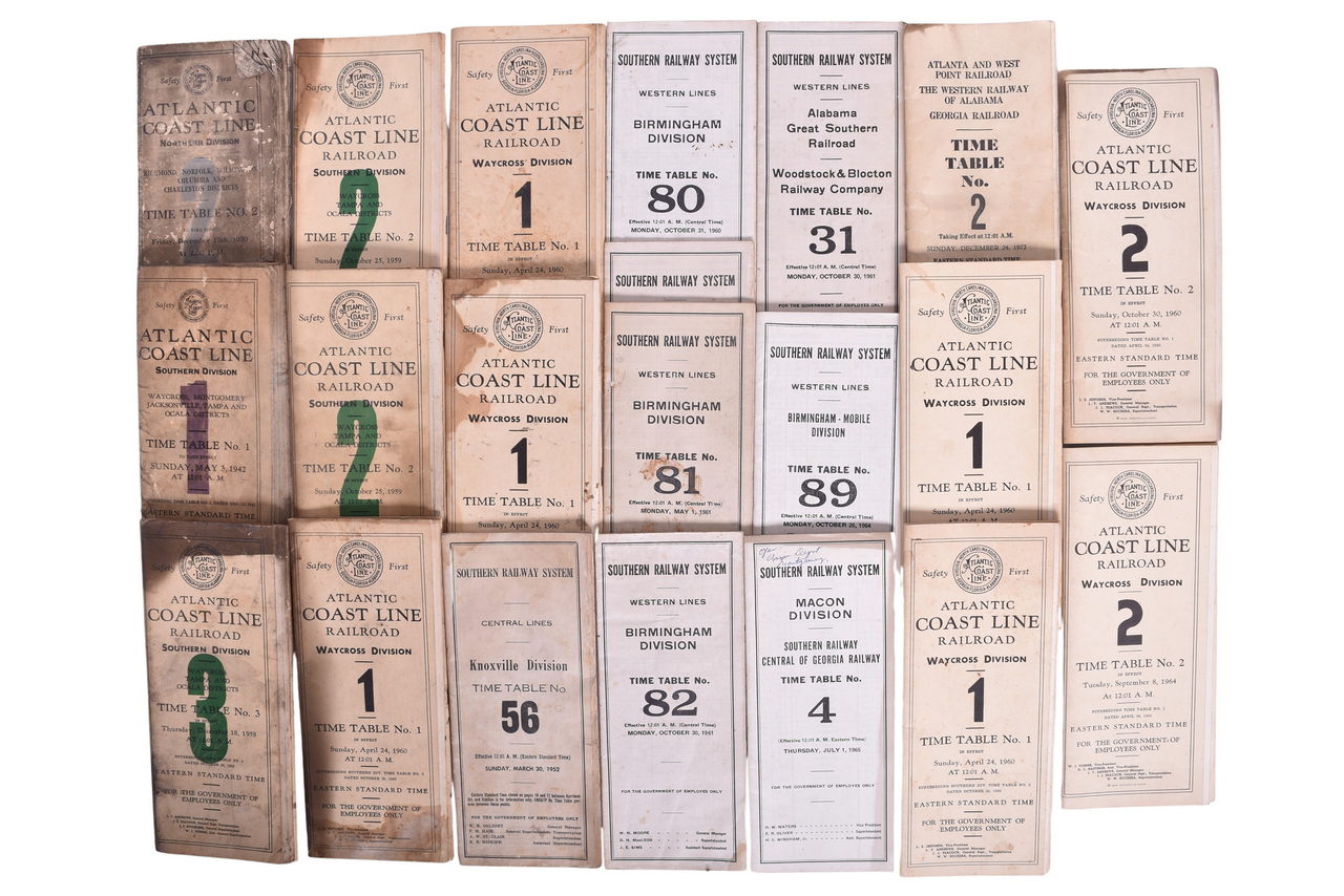 1806 - Twenty-One Railroad Employee Timetables - Atlantic Coast Line, Southern, Atlanta & West Point thumbnail