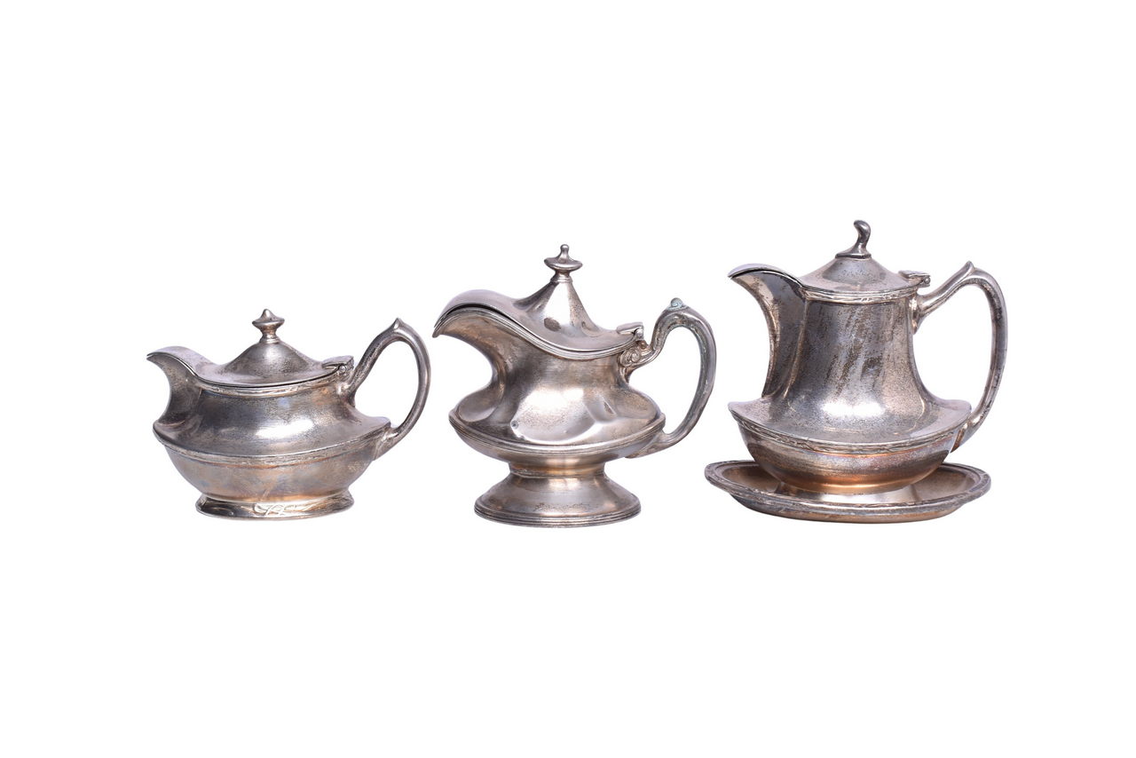 1807 - Reed & Barton Chicago St. Paul Minneapolis & Omaha Railway Silver Serving Set - Syrup Pitcher and Creamer thumbnail