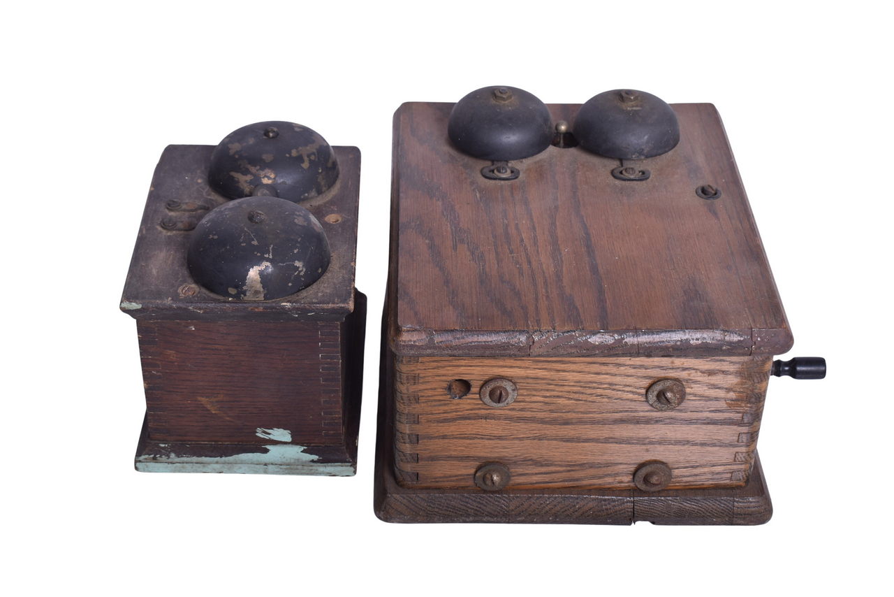 1824 - Pair of Telephone Ringer Boxes - Magneto Desk Set and Western Electric thumbnail
