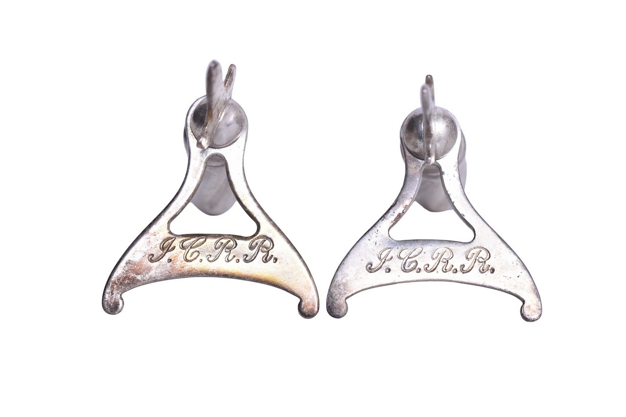 1827 - Pair of Illinois Central Railroad Silver Corn Holders thumbnail