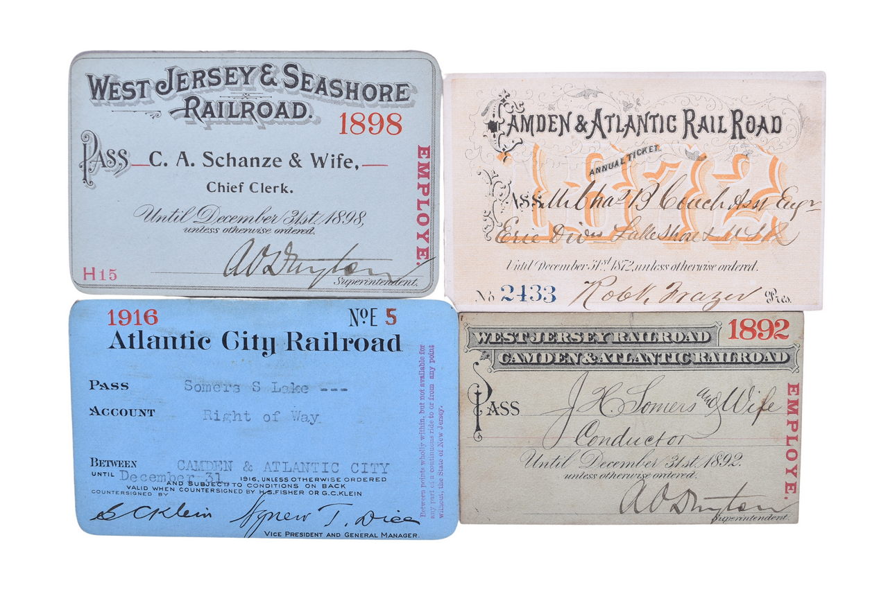 1911 - Four New Jersey Railroad Annual Passes - West Jersey & Seashore, Camden & Atlantic, and Atlantic City thumbnail