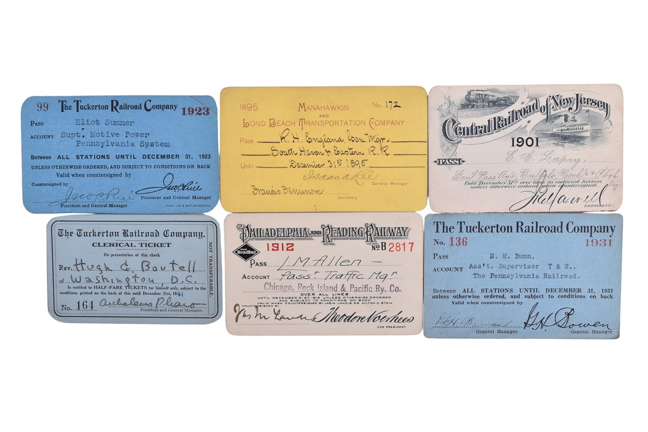 1915 - Six New Jersey Railroad Annual Passes - Central of New Jersey, Manahawkin & Long Beach, Tuckerton, Philadelphia & Reading thumbnail