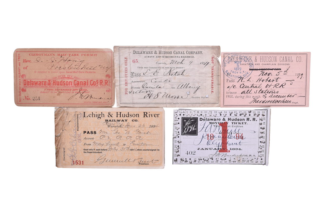 1923 - Five Northeast Railroad Passes - Delaware and Hudson Canal Co. and Lehigh & Hudson River thumbnail