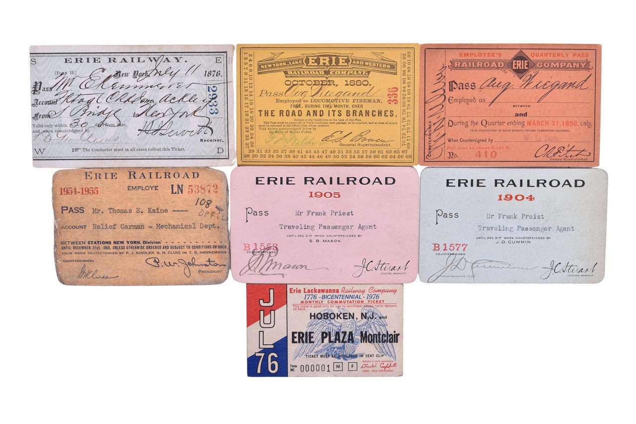 1927 - Seven Erie Railroad and New York, Lake Erie & Western Monthly and Annual Passes thumbnail