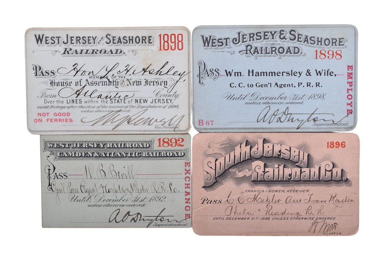 1935 - Four New Jersey Railroad Annual Passes - West Jersey & Seashore, South Jersey, West Jersey Camden & Atlantic thumbnail