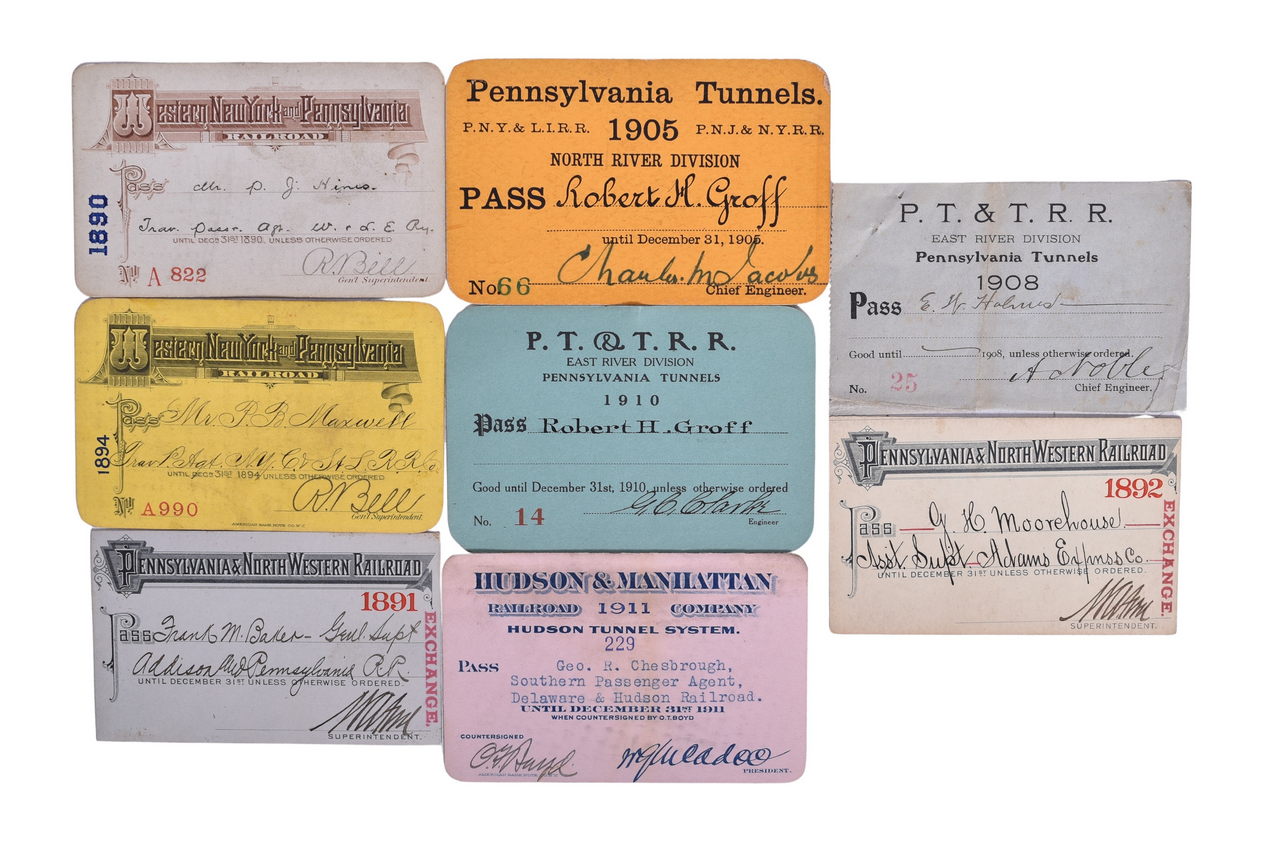 1943 - Eight Northeast Railroad Annual Passes - Western New York & Pennsylvania, Pennsylvania & Northwestern, Pennsylvania Tunnels thumbnail