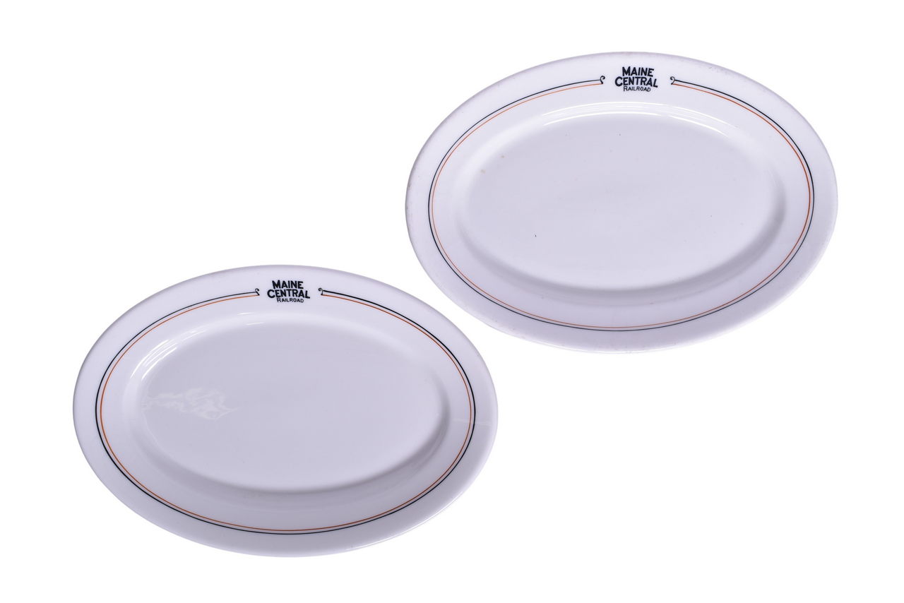1959 - Pair of Maine Central Railroad China Kennebec Oval Platter Plates 8 1/4