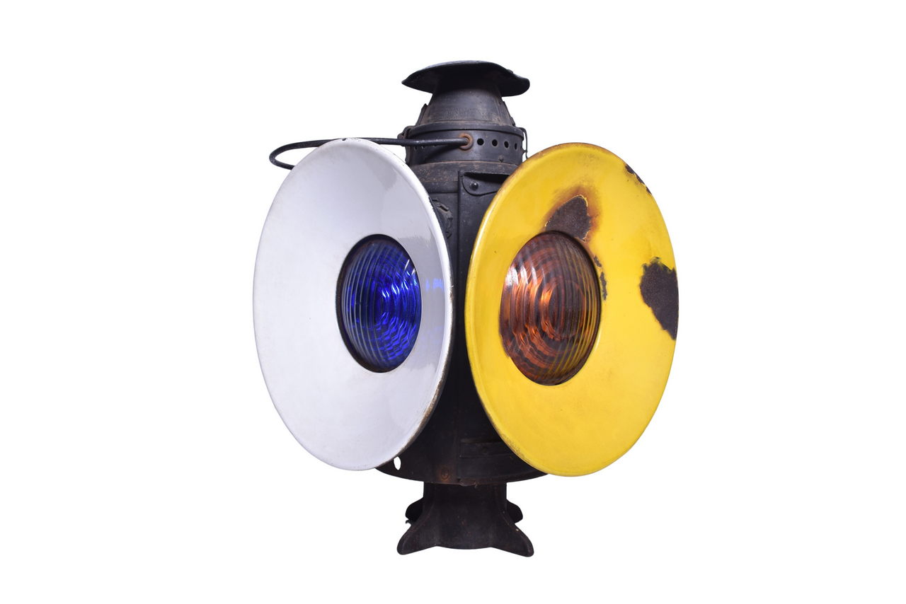 1986 - Restored Adams & Westlake Switch Lamp with White and Yellow Porcelain Day Targets thumbnail