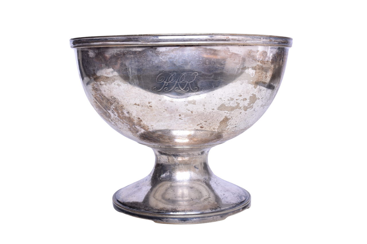 1989 - Reed & Barton Pennsylvania Railroad Large Silver Pedestal Chilled Display Bowl w/ Drain Holes thumbnail