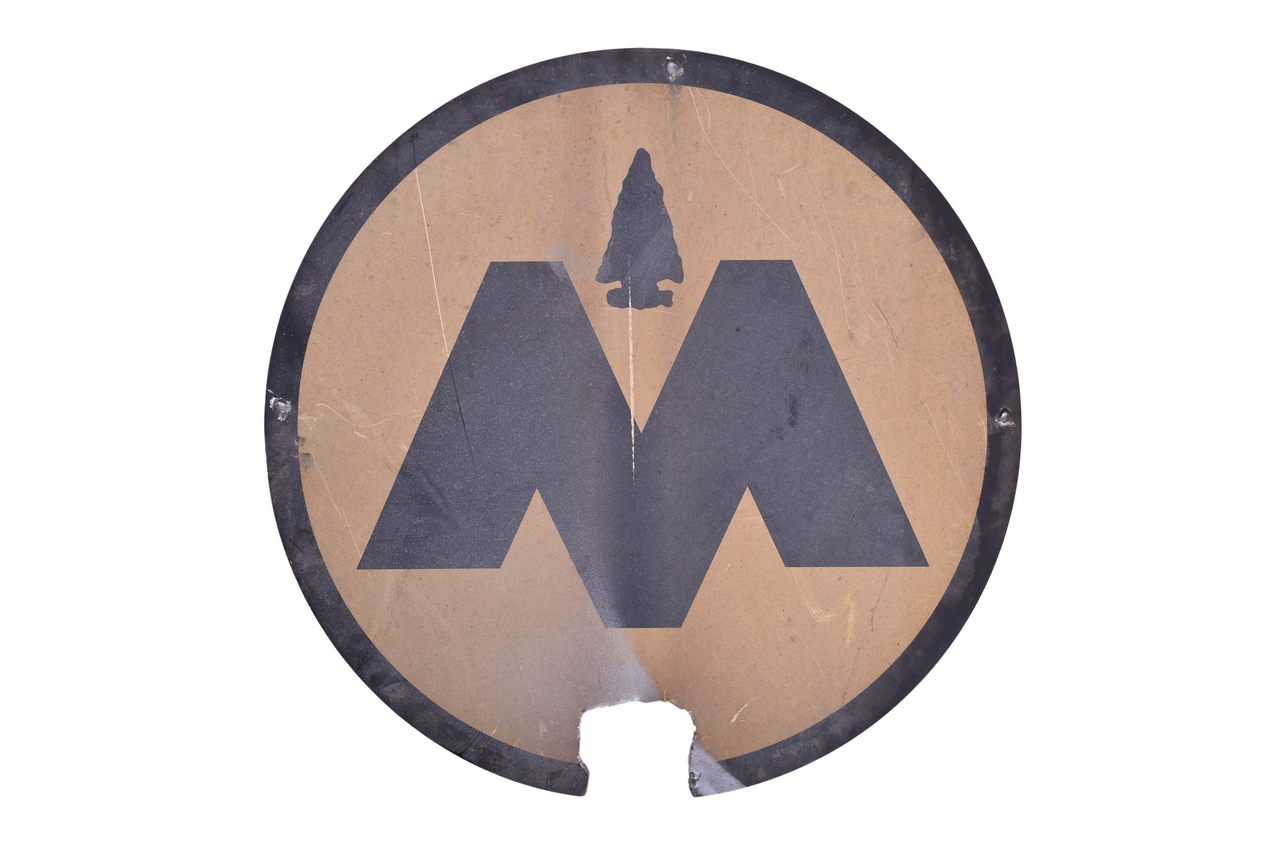 2000 - Round Aluminum Black and White Monon Sign thumbnail