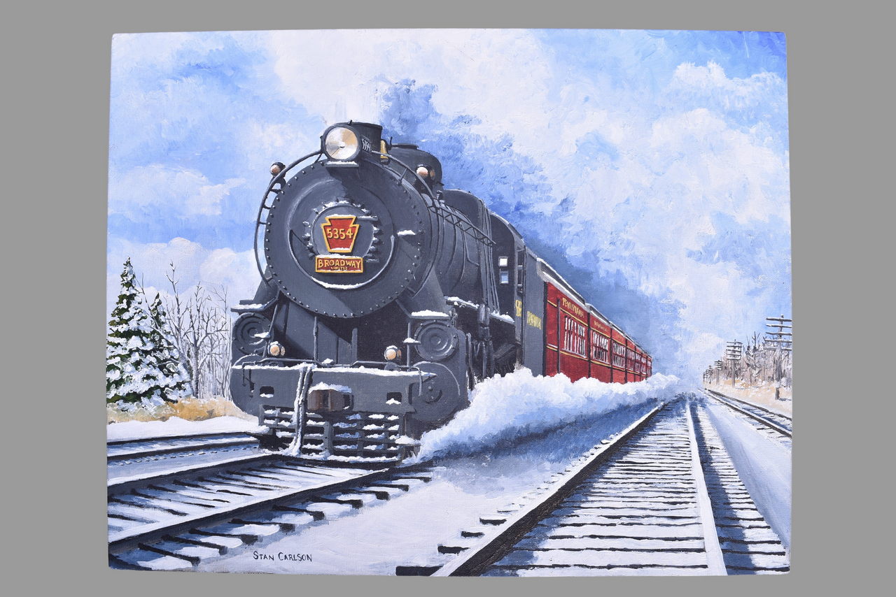 2016 - Original Stan Carlson Acrylic Painting of Pennsylvania Railroad's The Broadway Limited thumbnail