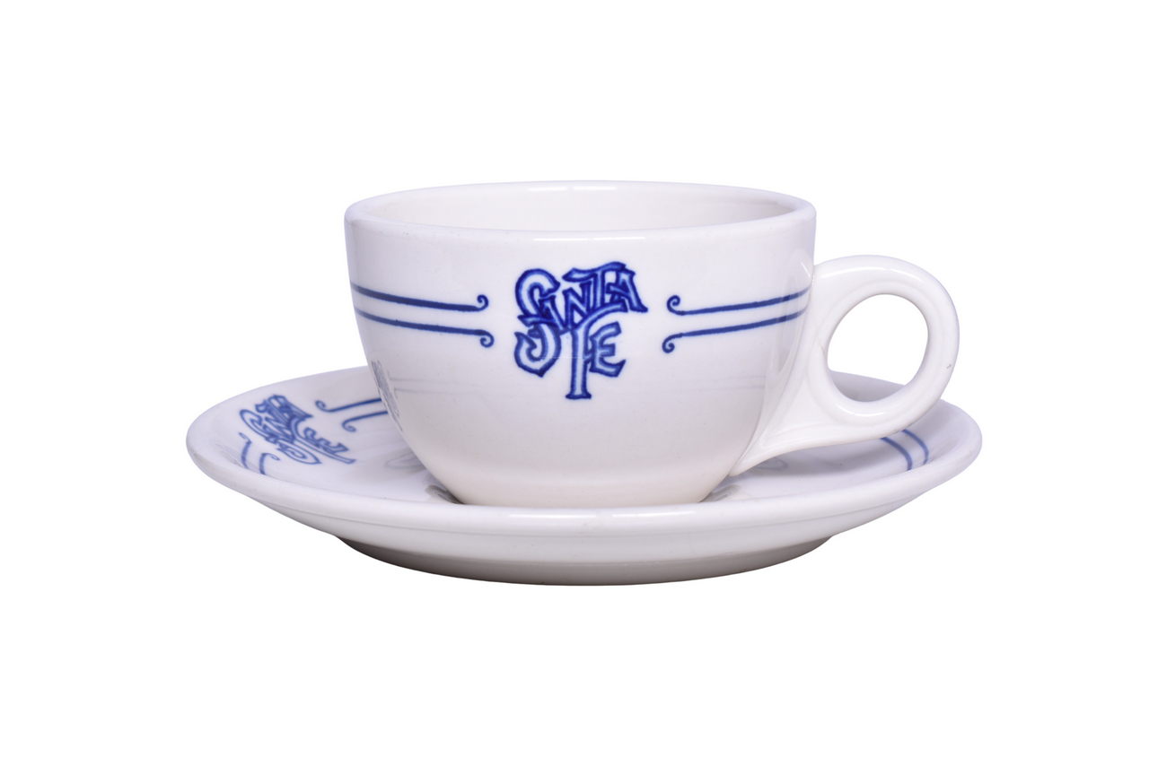 2023 - Santa Fe Railroad China Bleeding Blue Coffee Cup and Saucer thumbnail