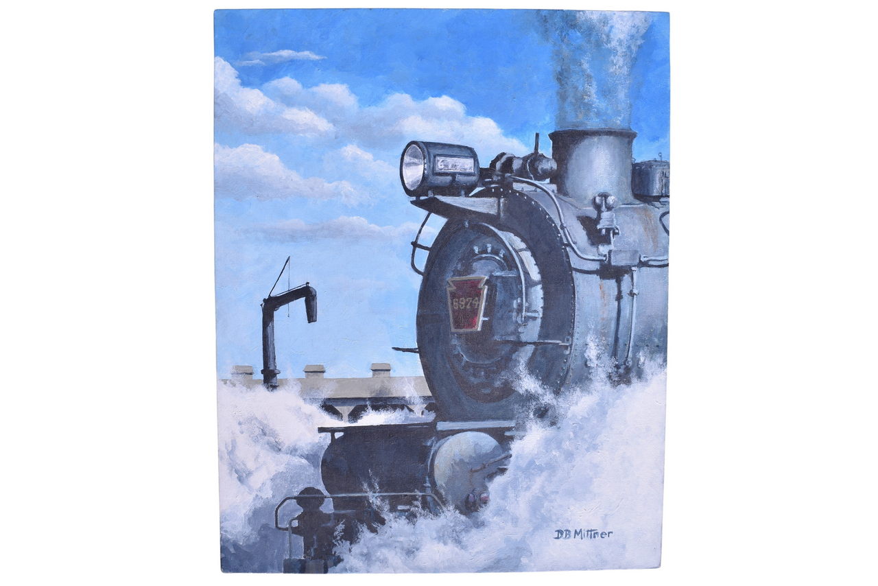 2036 - Original DB Mittner Acrylic Painting of Pennsylvania Railroad's M1 Locomotive #6974 thumbnail