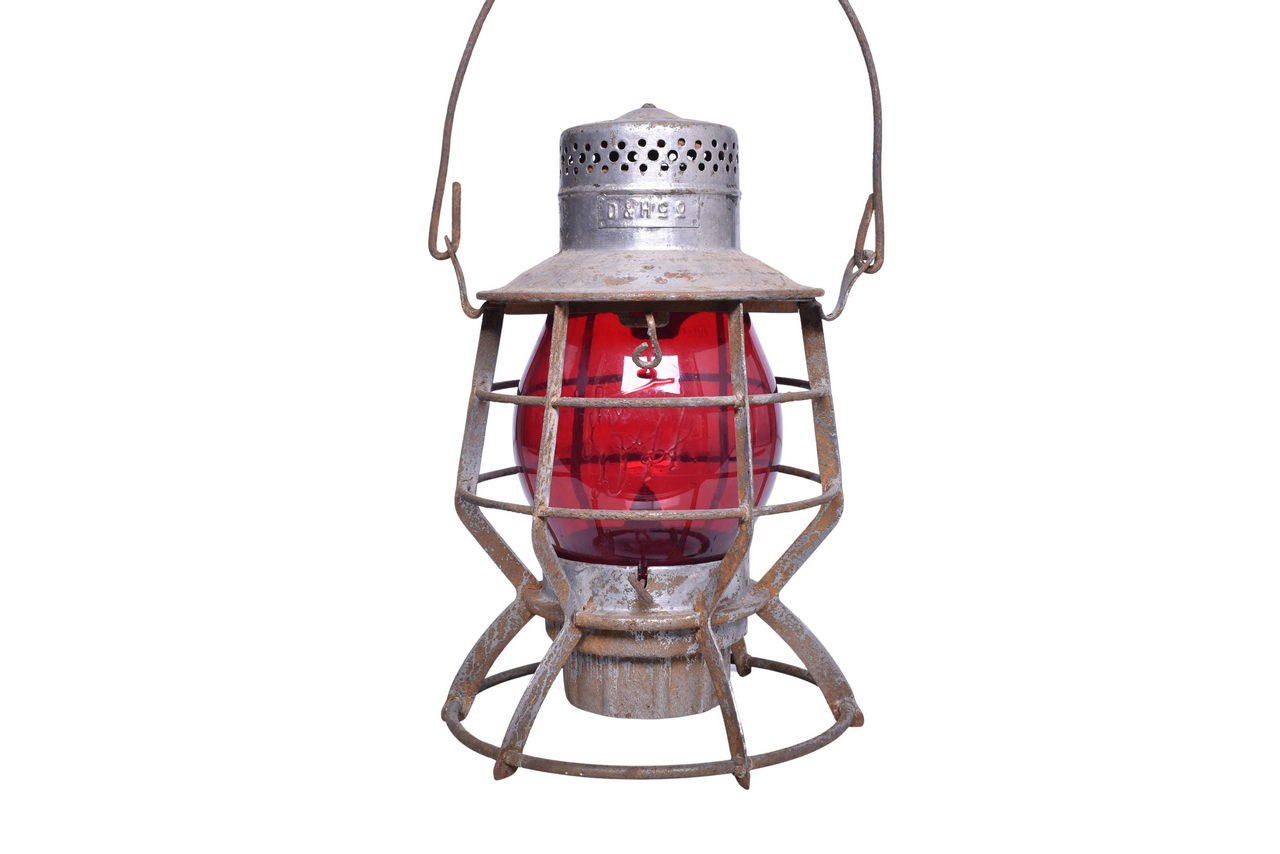 2048 - Dressel Delaware and Hudson Railroad Lantern w/ Red Cast D&H Globe thumbnail