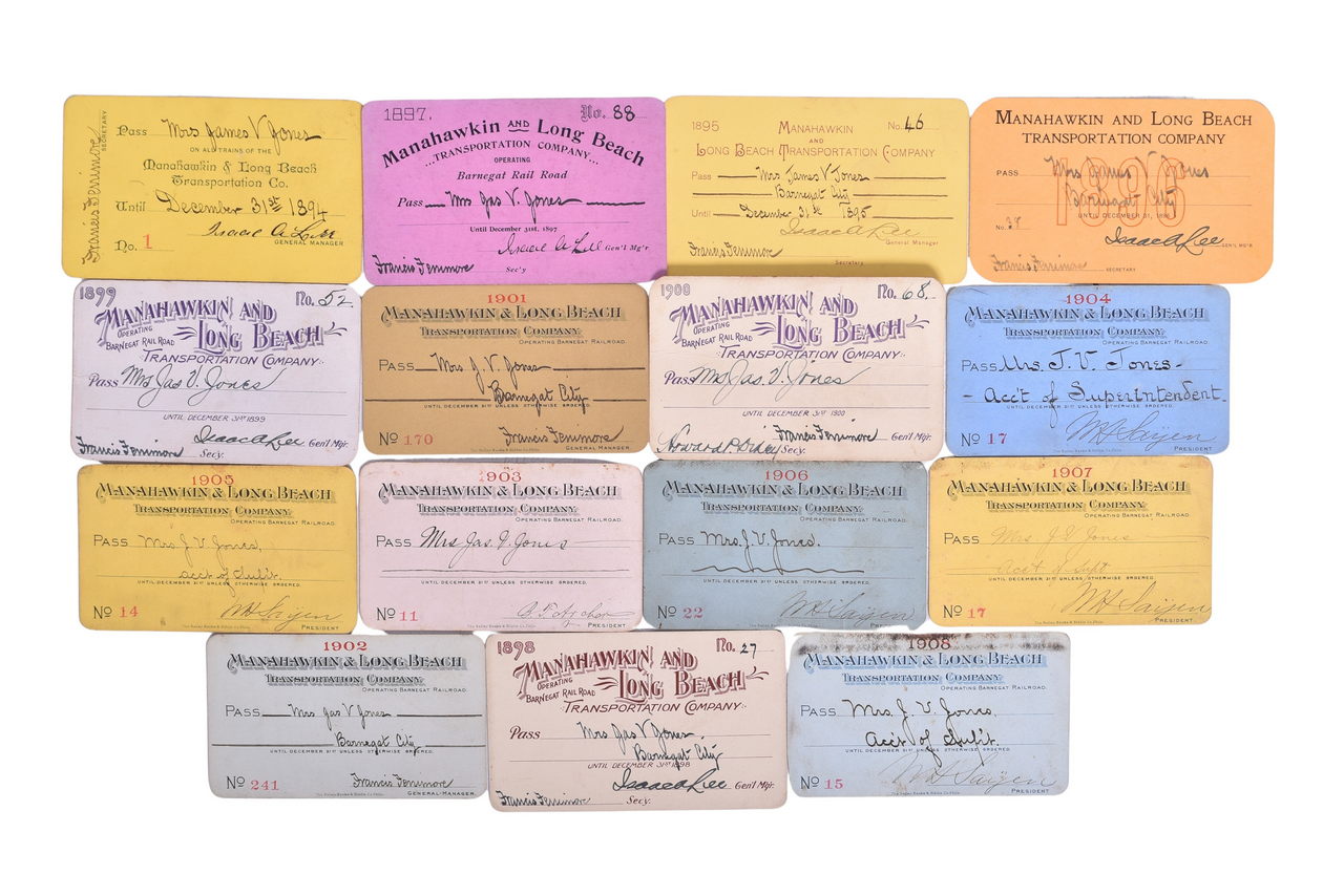 2051 - Fifteen Manahawkin & Long Beach Transportation Co. Railroad Annual Passes - 1894 through 1908 thumbnail