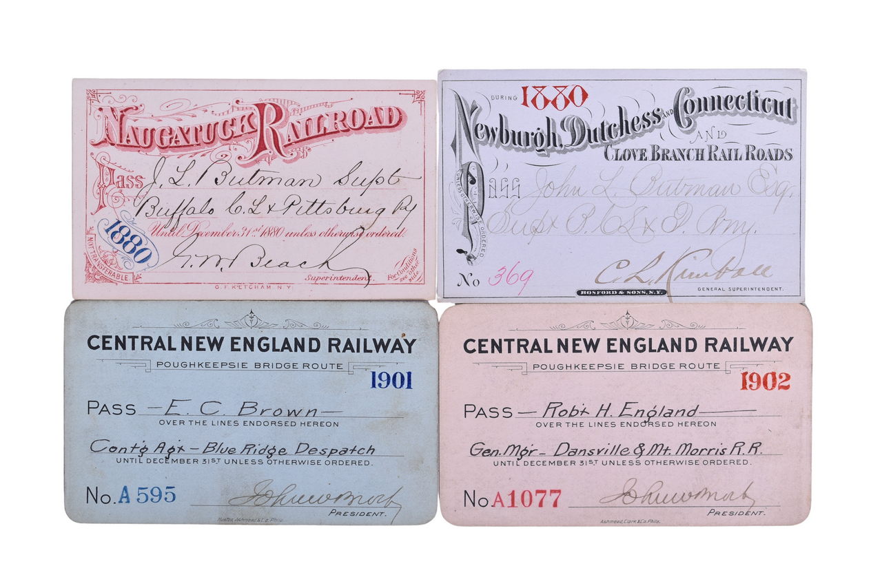 2053 - Four Northeast Railroad Annual Passes - Naugatuck, Newburgh, Dutchess & Connecticut, and Central New England thumbnail