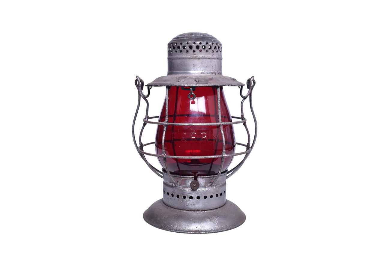 2056 - Dietz No. 6 Philadelphia & Reading Railway Bell Bottom Railroad Lantern with Red Cast Globe thumbnail