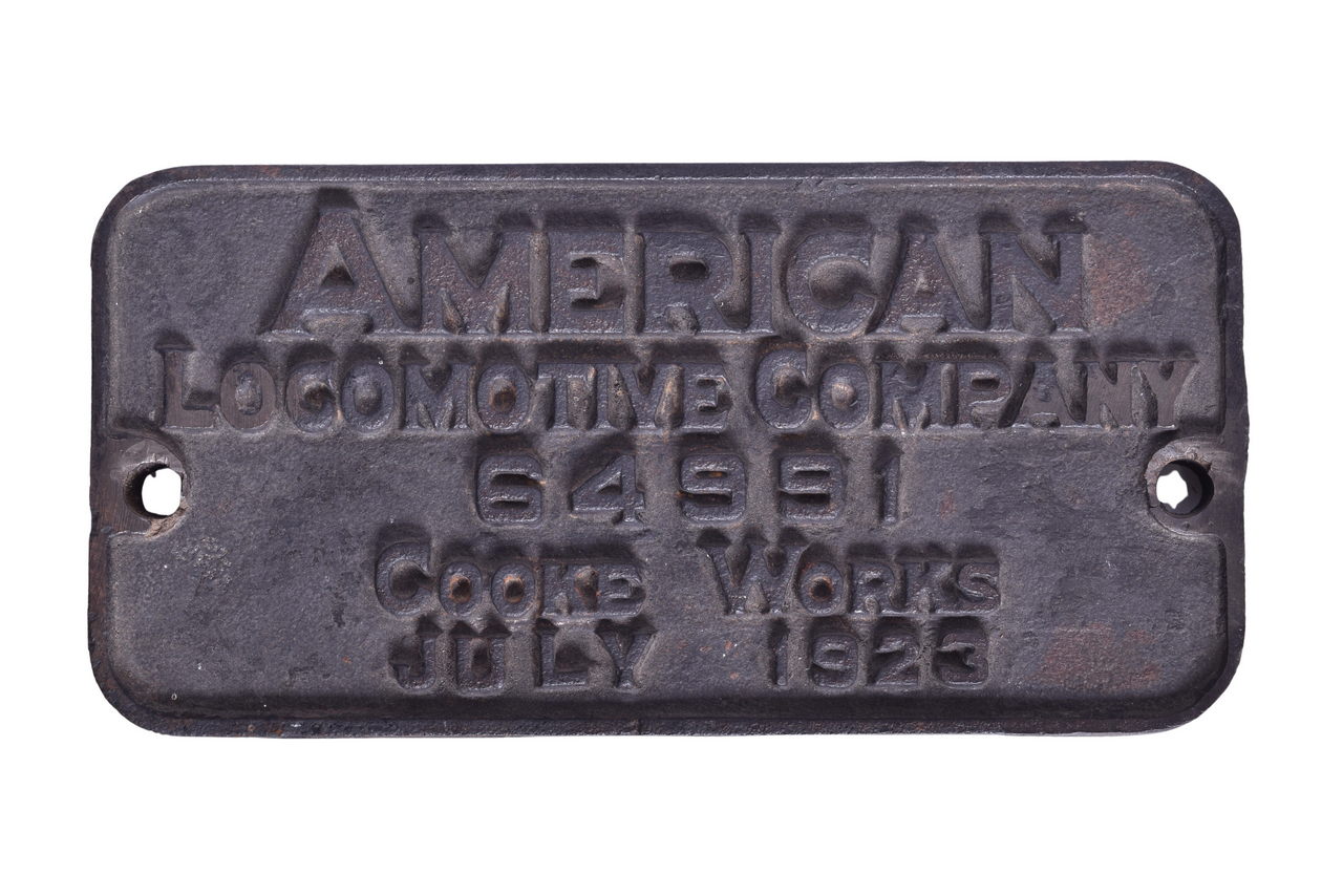 2071 - Alco - Cooke Locomotive Works 0-4-0T Solvay Process Co. Builders Plate thumbnail