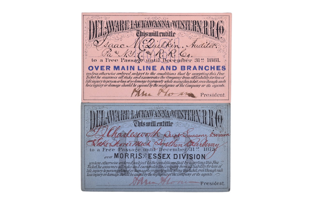 2077 - 1873 and 1881 Delaware, Lackawanna & Western Railroad Annual Passes thumbnail