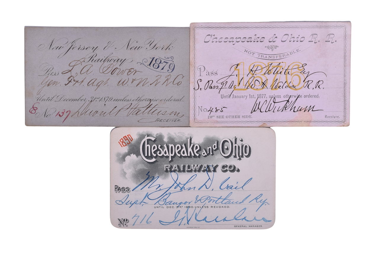 2089 - Three Northeast Railroad Annual Passes - New Jersey & New York and Chesapeake & Ohio thumbnail